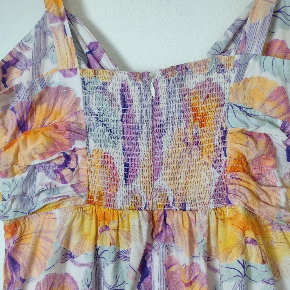 Anthropologie Cecilia Pettersson Floral Tie Front Cotton Sleeveless Midi Dress - Picture 11 of 16